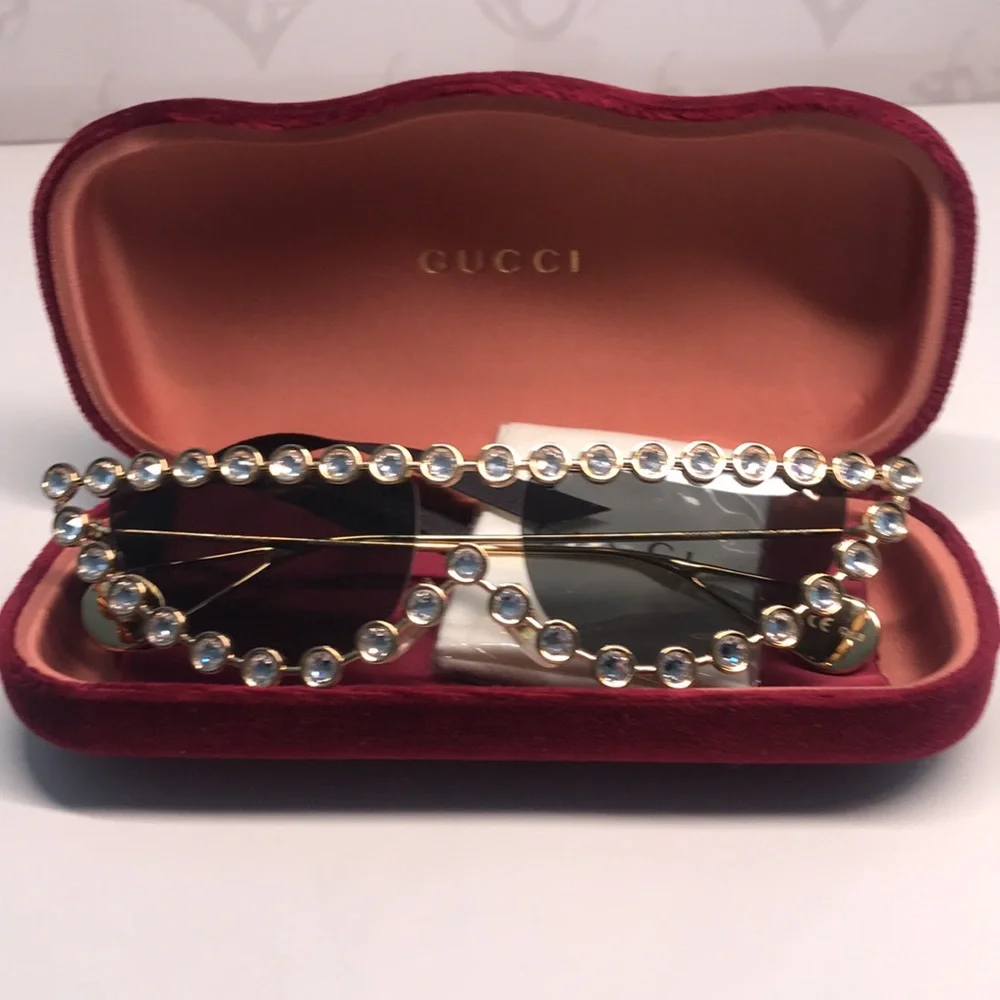 New Authentic Stylish Gold and Black Sunglasses GG0364S 002